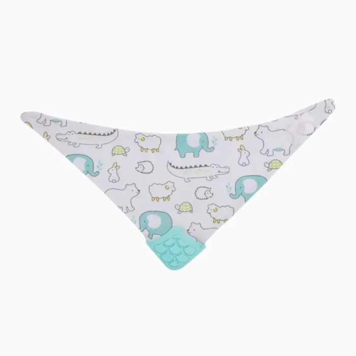 Babador Animais Azul Bandana Com Mordedor Buba - Imagem 5
