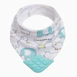Babador Animais Azul Bandana Com Mordedor Buba - Imagem 4