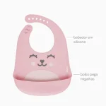 Babador com Pega Migalhas Gumy Rosa Buba - Imagem 3