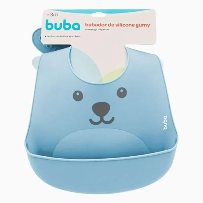 Babador com Pega Migalhas Gumy Azul Buba - Imagem 1