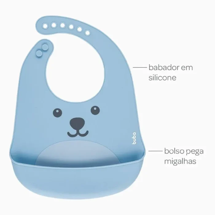 Babador com Pega Migalhas Gumy Azul Buba - Imagem 3