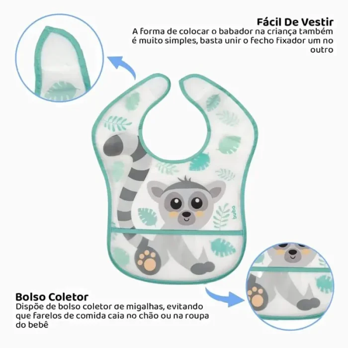 Babador Lêmure Impermeável Com Bolso Buba - Imagem 6