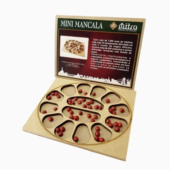 Mini Mancala Jogo De Tabuleiro Em Madeira Mitra - Imagem 6