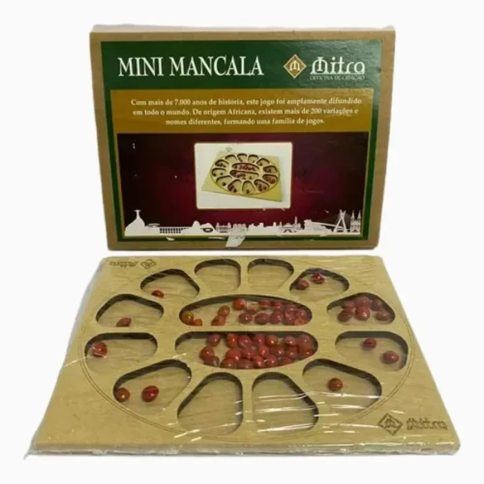 Mini Mancala Jogo De Tabuleiro Em Madeira Mitra - Imagem 1