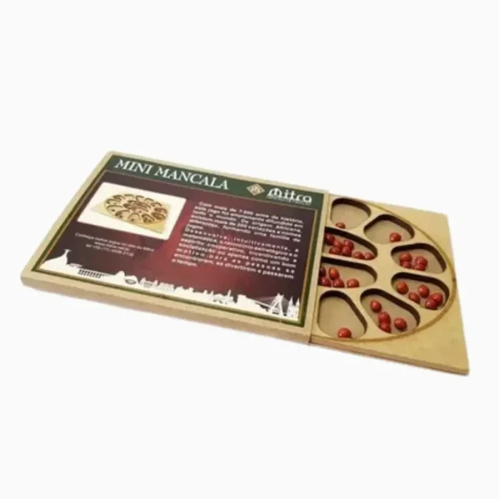 Mini Mancala Jogo De Tabuleiro Em Madeira Mitra - Imagem 3