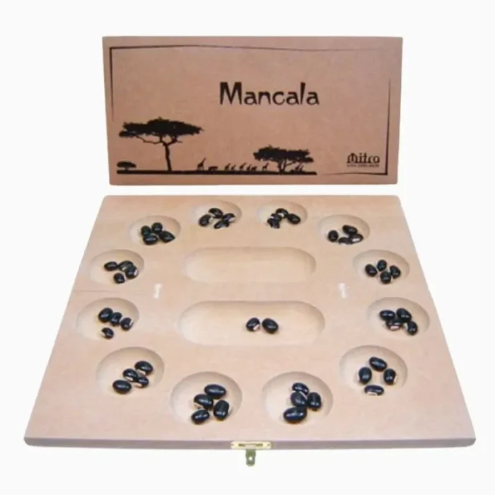 Mancala Jogo de Tabuleiro Em Madeira Mitra - Imagem 1