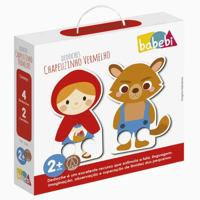 Dedoche Chapeuzinho Vermelho Em Madeira Babebi - Imagem 1