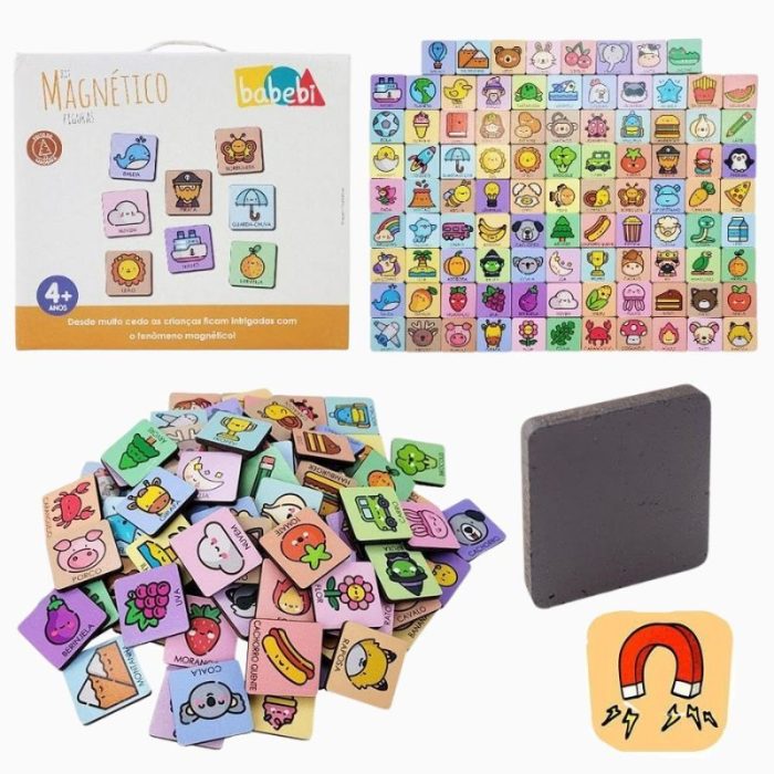 Kit Figuras Magnéticas Em Madeira 96PÇS Babebi - Imagem 5