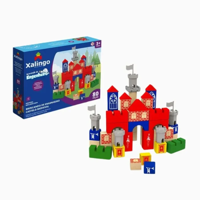 Brincando De Engenheiro Castelo Medieval 80PÇS Xalingo - Imagem 4