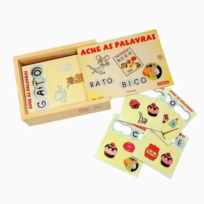 Jogo Ache As Palavras Com 16PÇS Em Madeira Carimbrás - Imagem 3