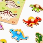 Encaixe Dinossauro Em Madeira Com Pinos Tooky Toy - Imagem 4