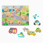 Tabuleiro De Encaixe Transportes Em Madeira Hi Pando - Imagem 2